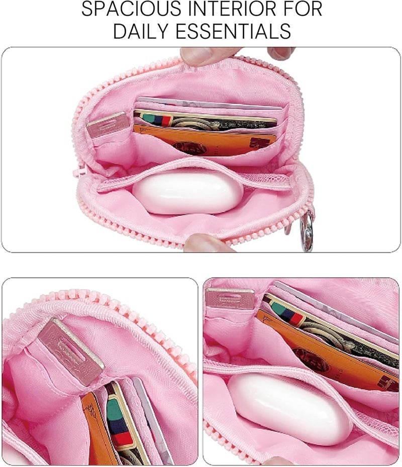 YDF The Iris Wallet for Women Mini Zip Card Case with Clear ID Window Zipper Coin Purse Lightweight Portable Keychain Wallet - Image 4
